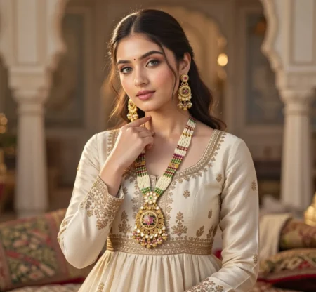 Royal Kundan Beaded Temple Necklace Set