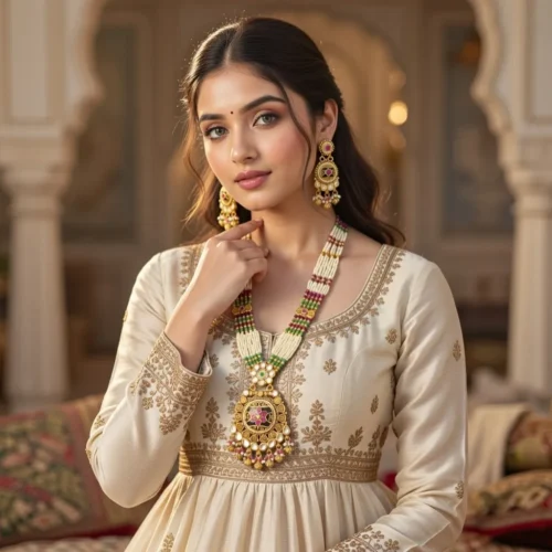 Royal Kundan Beaded Temple Necklace Set