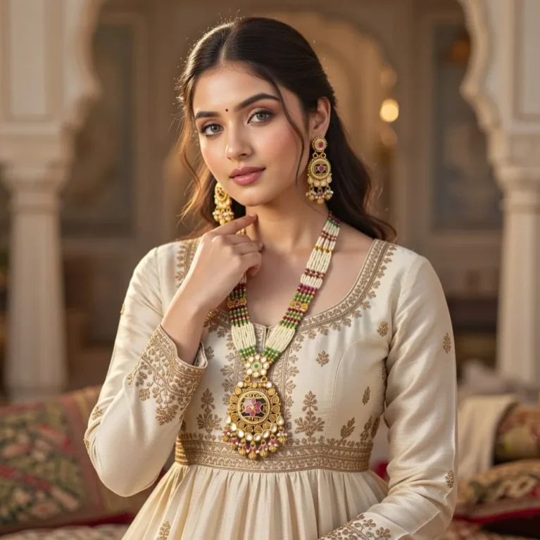 Royal Kundan Beaded Temple Necklace Set