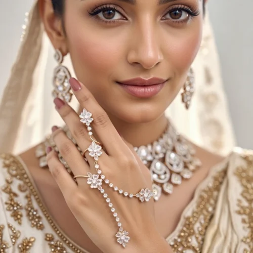 Floral Diamond Hand Harness Bracelet / Kada